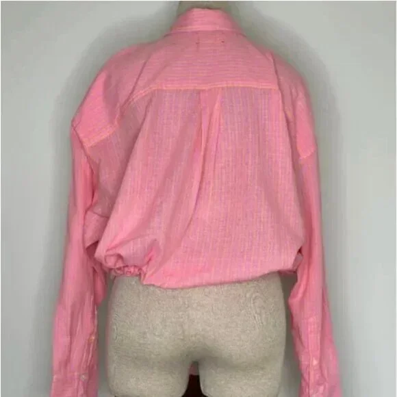 Xirena Women's Kytt Barbiecore Striped 100% Cotton Button-down Front Tie Medium - Picture 5 of 10